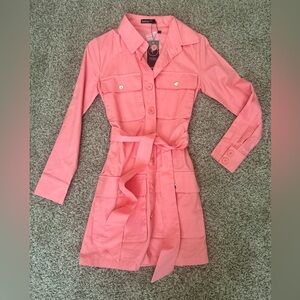 Boohoo Petite Utility Pocket Belted Shirt Dress
